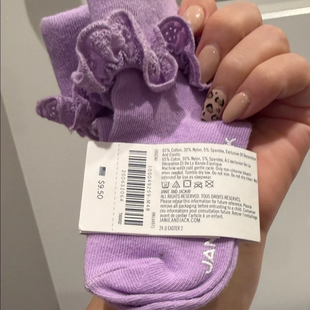 Janie and Jack Ruffled Pink and Lavender Socks 6-12 months NWT - Picture 5 of 5